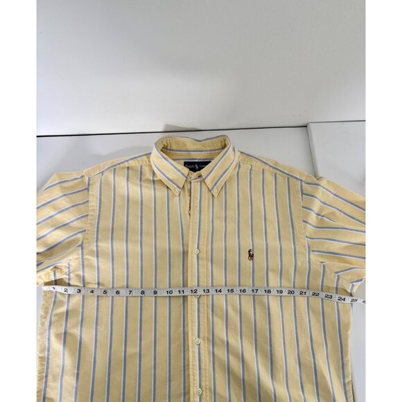 Ralph Lauren Shirt XXL Classic Fit Yellow Blue Stripe Oxford Preppy Old Money - Picture 9 of 16